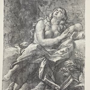 Carracci, Mary Magdalene at Prayer, Drawing, Print, Classic Art, ~ 240623-WH 595